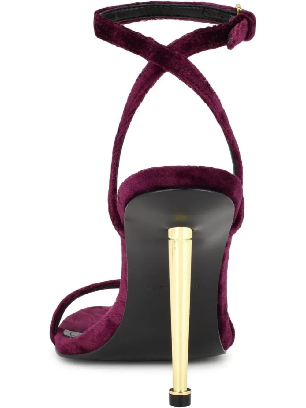 Women's Dark Purple Velvet Open Toe Ankle Strap Reina Stiletto Heel Sandal Shoes